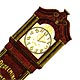 This bookmark was made in the US by Bastian Bros. Co. of Rochester, NY. It is made of celluloid and is in the shape of a grandfather clock with the bottom half of the clock cut out to clip over the page. The back says, "Time is golden; waste not a single moment. Each clock tick brings thee to the threshold of some new opportunity." The date is 1900 - 1915.
