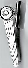  This bookmark was made in the US by Jayo. It is marked with the makers hallmark, and Patent No. 163572. The patent is a design patent dated June 12, 1951 by Wesley M. Cowen and is titled Book Page Marker. An identical regular patent, No. 2,610,074 is dated Sept. 9, 1952 by Louis G. Meyers. The bookmark is a spring arm action where the clip part is attached to the cover or back binding and the arm holds the page.   